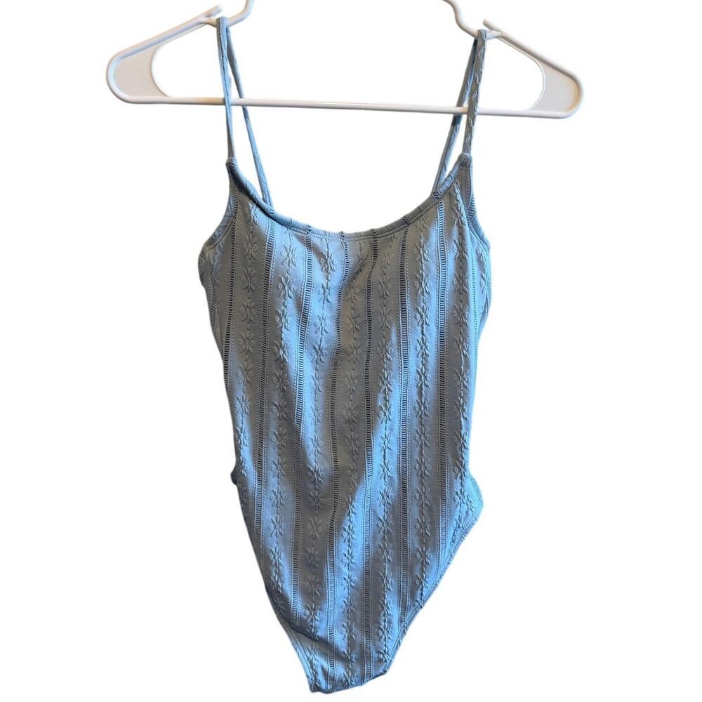 Shade Shore Eyelet Cheeky Coverage One Piece Swimsuit w/ Coverup Pants Sz Small - Picture 2 of 16